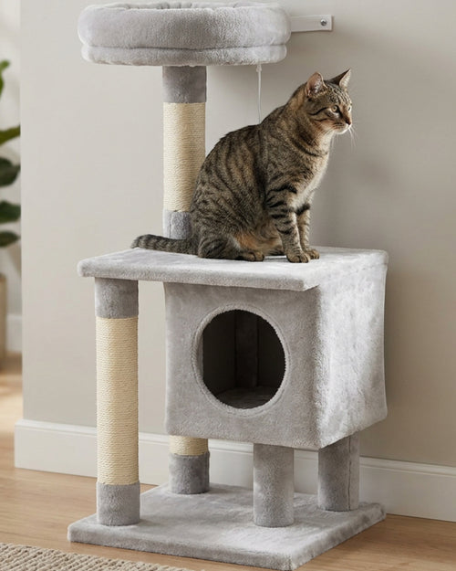 Graiy Compact Condo Cat Tree 90 cm Light Gray - Lifestyle view
