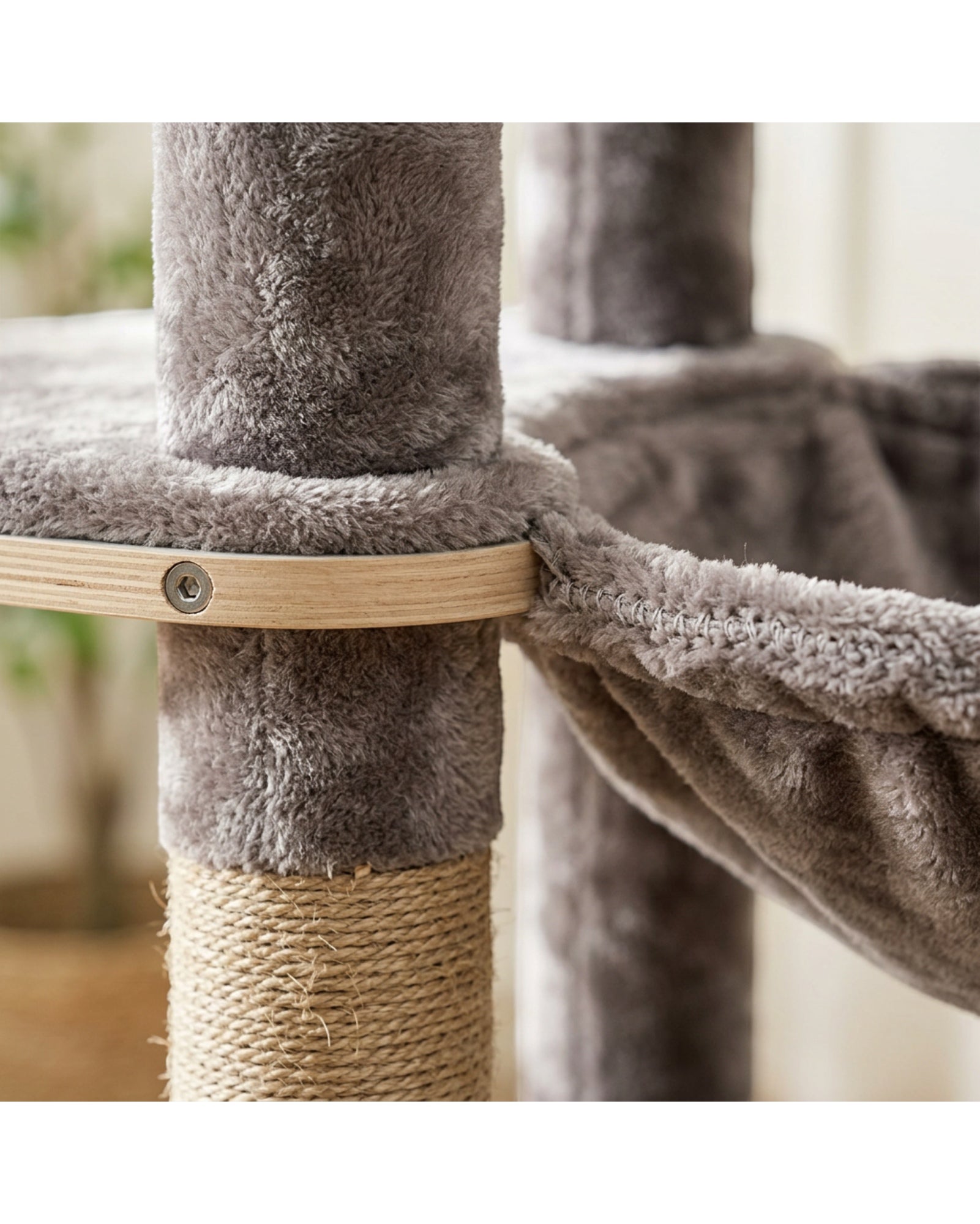 Graiy Multi-Level Double-Perch Cat Tree 165 cm Warm Gray - Detail view